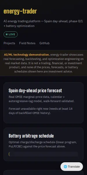 Energy Trading Platform mobile preview